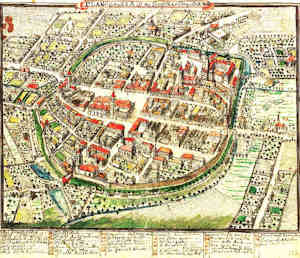 Plan od: Grundris der Frstl. Residenzstadt Oels - Widok miasta z lotu ptaka